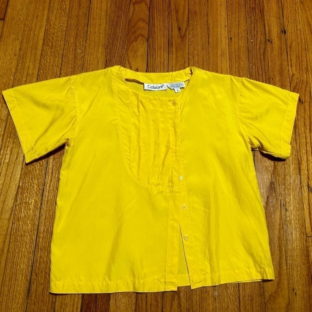 Vintage 90s Boxy Button With Pleated Front Shirt Cassant Size 6  Pure Silk